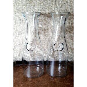 2 Vintage Anchor Hocking 1 Liter Glass Carafes for Water Wine Juice Tea